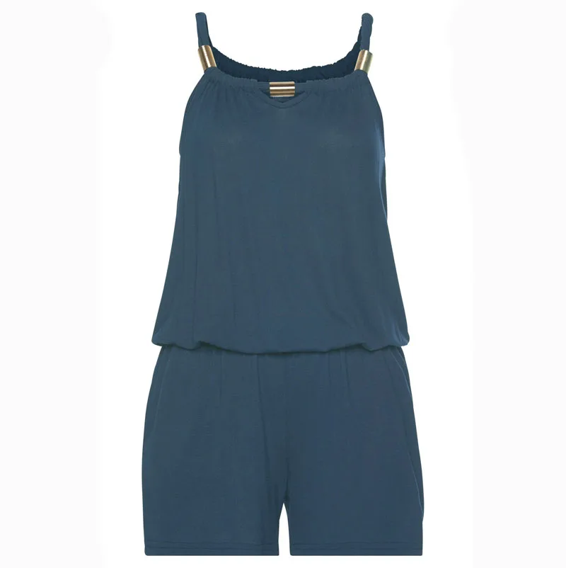 Сексуальный комбинезон без рукавов шорты женский летний с открытой спиной