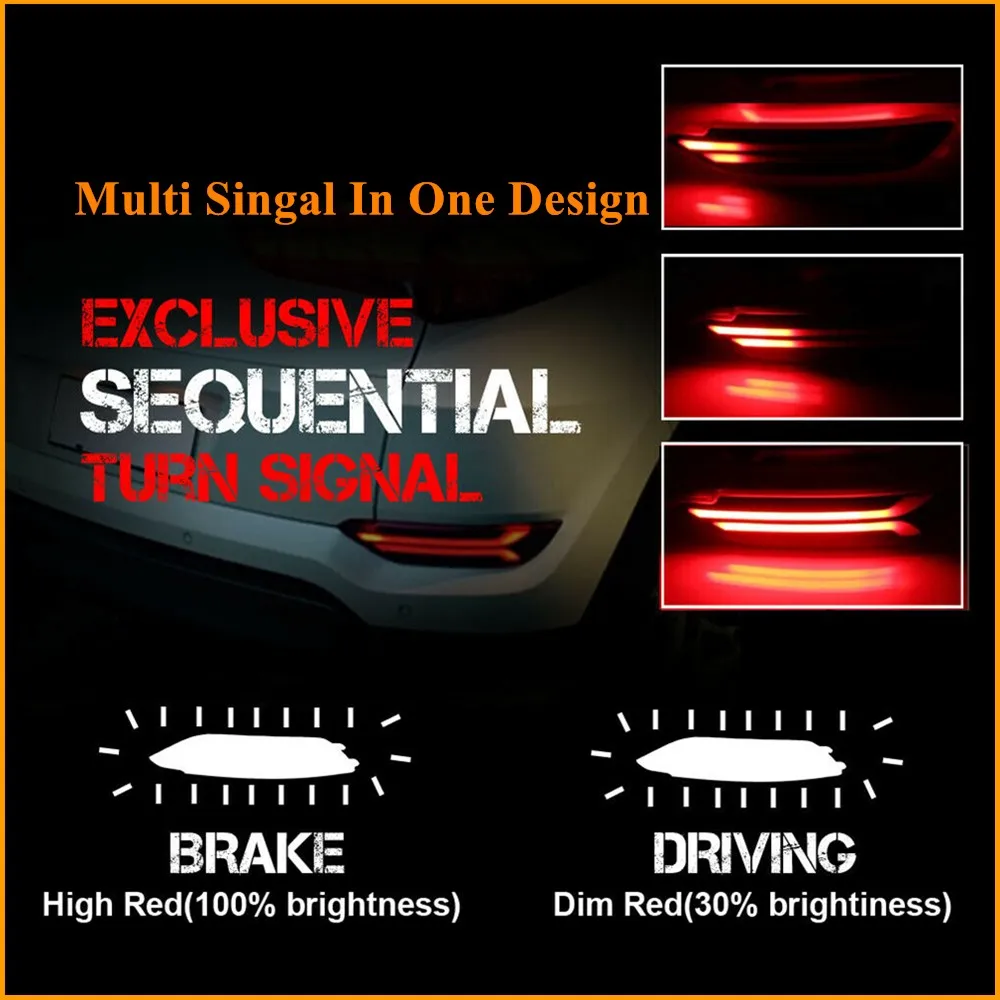 2 предмета в комплекте красный светодиодный задний бампер стоп сигнал поворота