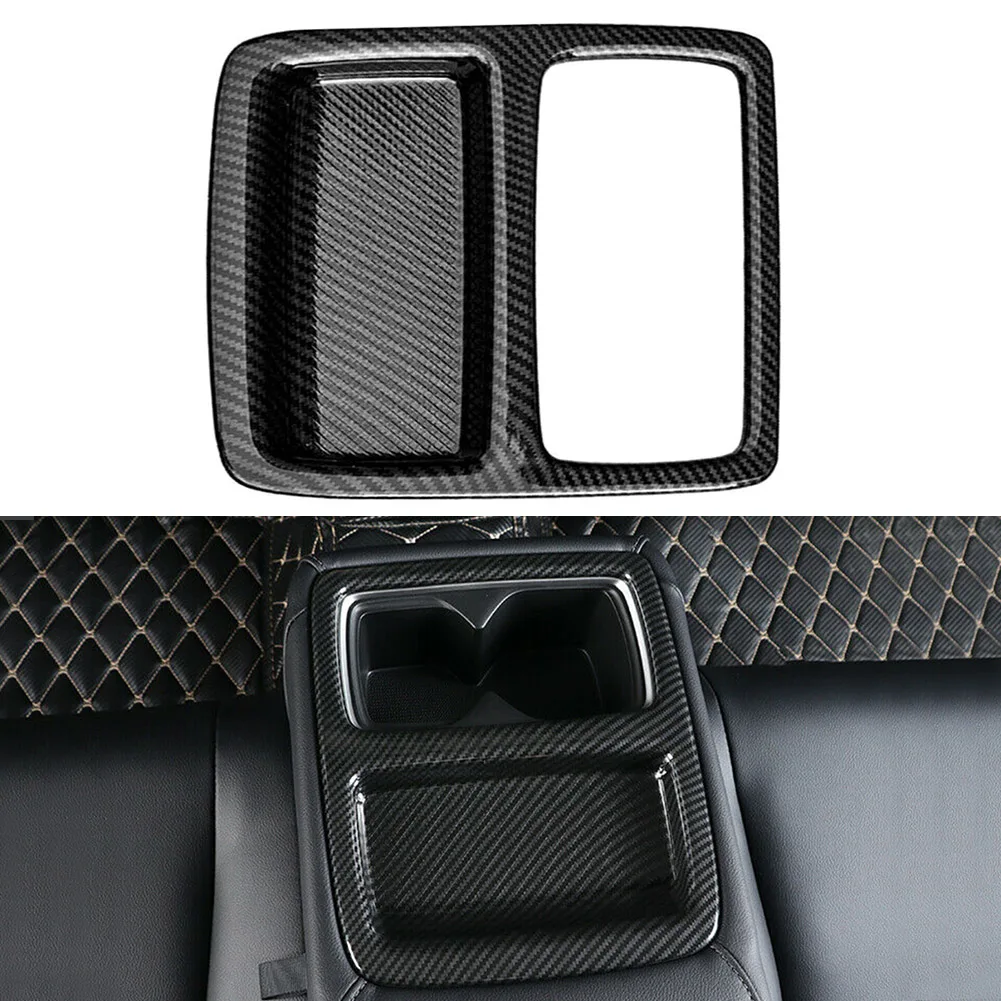 

Carbon Fiber HQ Rear Seat Water Cup Holder Cover Trim Decoration For Honda Accord 2018 2019 2020 2021 ABS Car Accessories