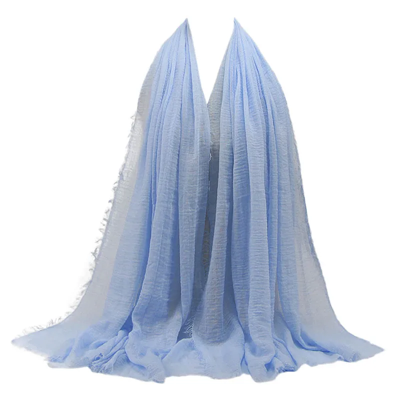 Wholesale Price 70*180cm Women Muslim Crinkle Hijab Scarf Femme Musulman Soft Cotton Headscarf islamic hijab Shawls and Wraps