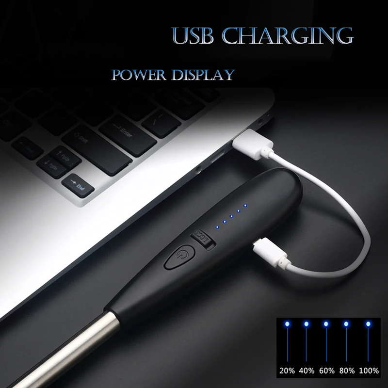 Ветрозащитная длинная электрическая перезаряжаемая кухонная лампа с USB-зарядкой