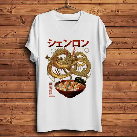 Забавная футболка Shenron с драконом и рамен, мужская летняя новая белая Повседневная футболка с коротким рукавом, уличная футболка унисекс