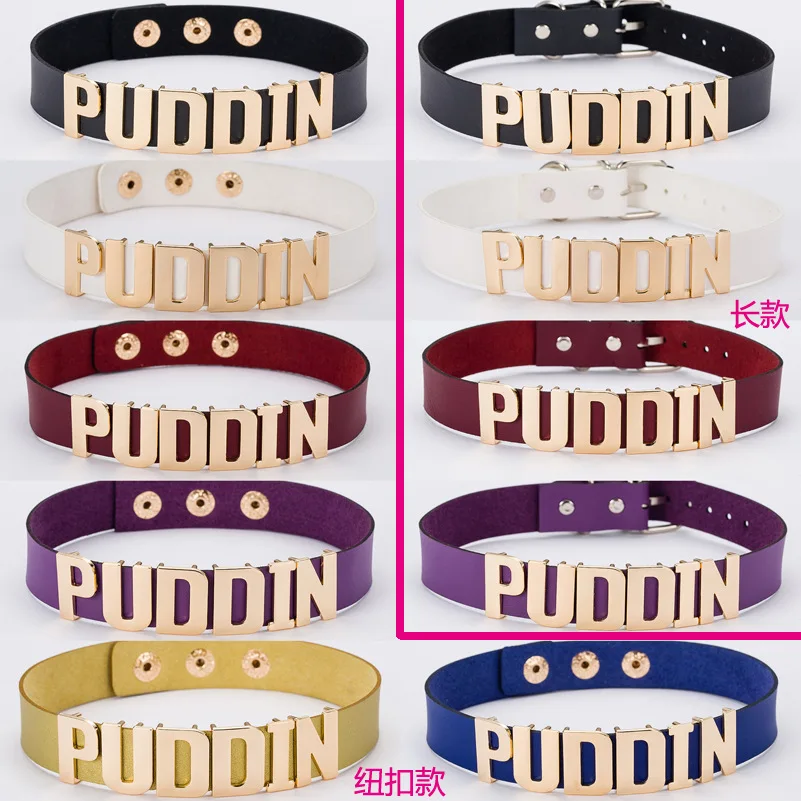

movie Quinn choker PUDDIN letter necklace Women Quinn cosplay birthday present Hiphop Rock fashion