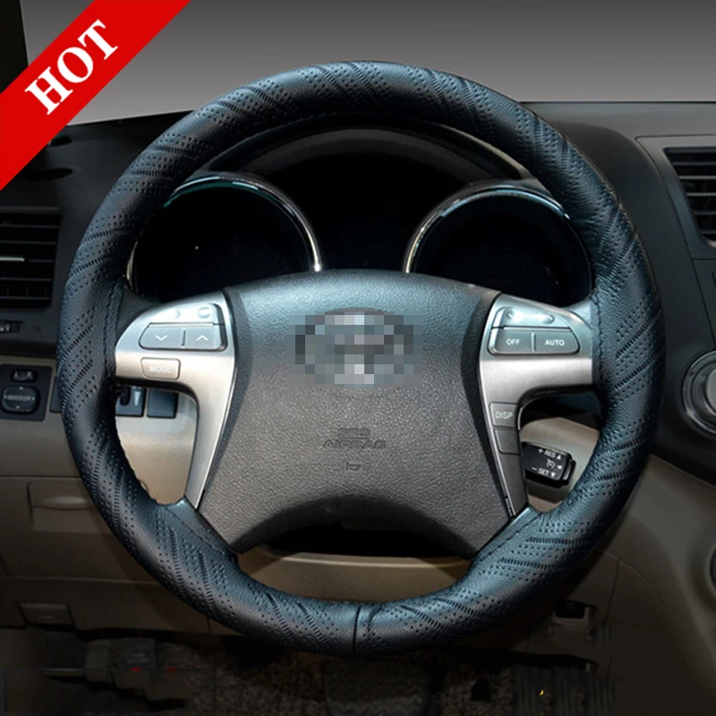 Кожаный чехол рулевого колеса автомобиля с декоративным рисунком из