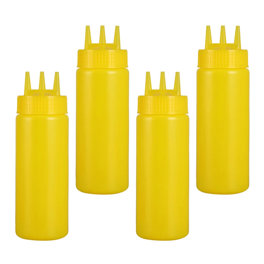 

4pcs Jam Squeeze Bottles 3-hole Tomato Sauce Dispensers Kitchen Gadget for Salad Dressing Mustard (White, 12oz, 360ml)