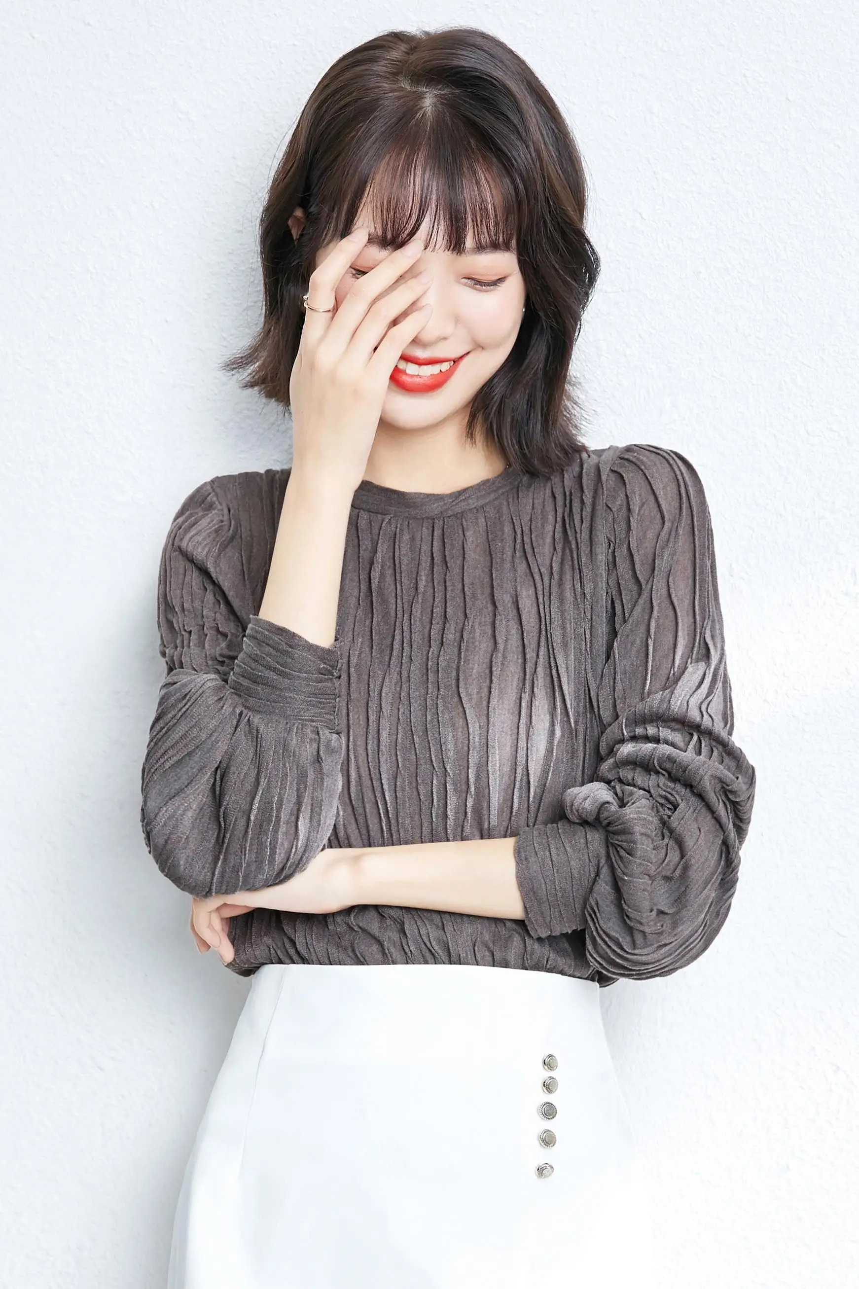 

Houthion Chiffon Slim Women's Blouses New Retro Blouse Solid Folds Pullover Spring/autumn Fashion Long Sleeve Top