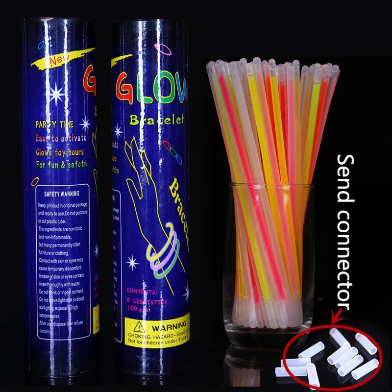 100 шт. светящиеся палочки красочные забавные портативные для фестиваля