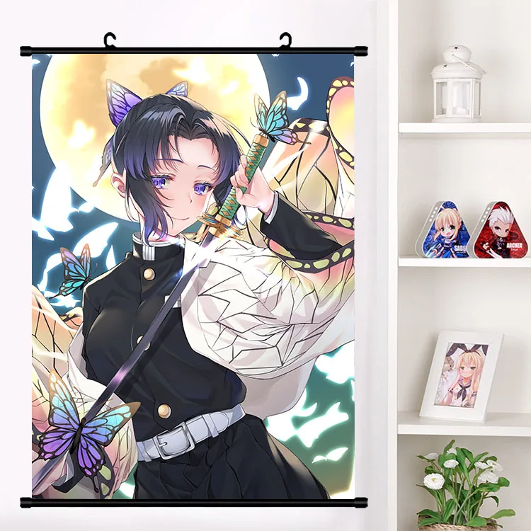 N Аниме демон убийца: Kimetsu no Yaiba Uzui Tengen Rengoku Shinjurou Obanai настенный свиток плакат Настенные подвесные плакаты домашний декор - Цвет: N