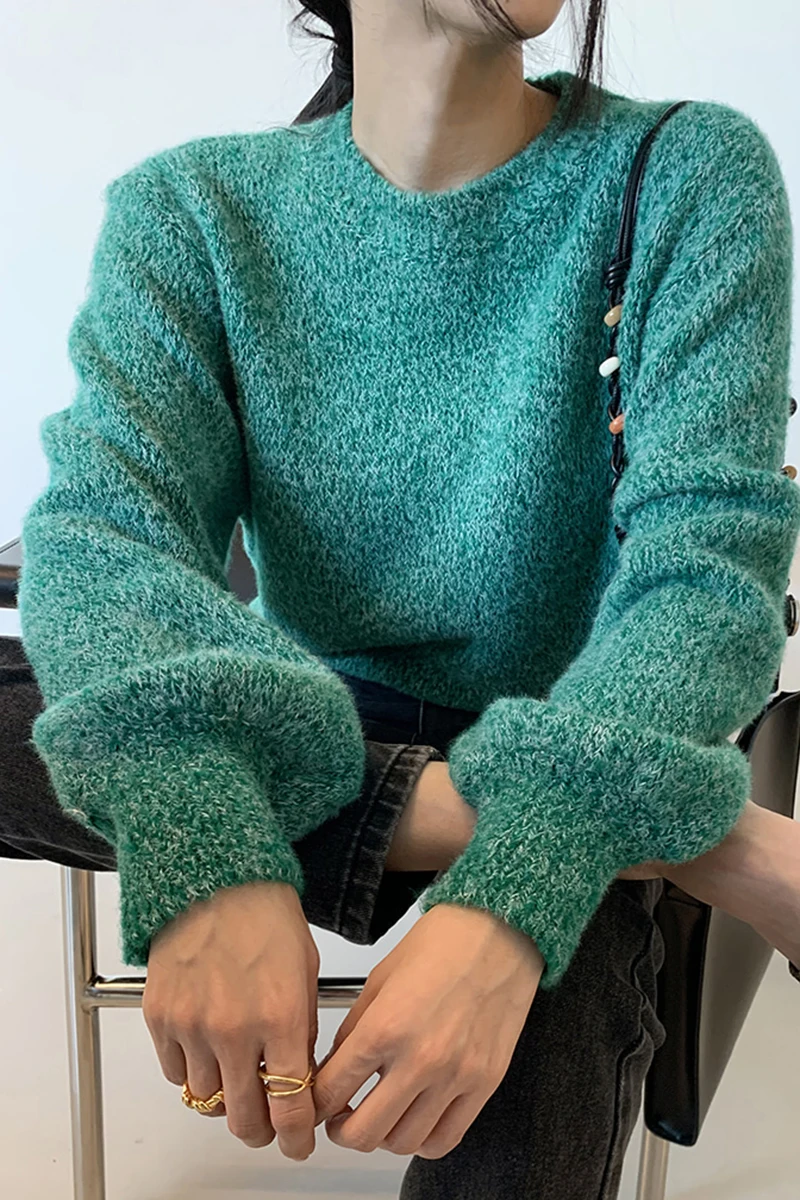 

WHCW CGDSR solid autumn winter pullover 2020 jumper vintage oversized knitted elegant sweater women thick woman korean loose cut