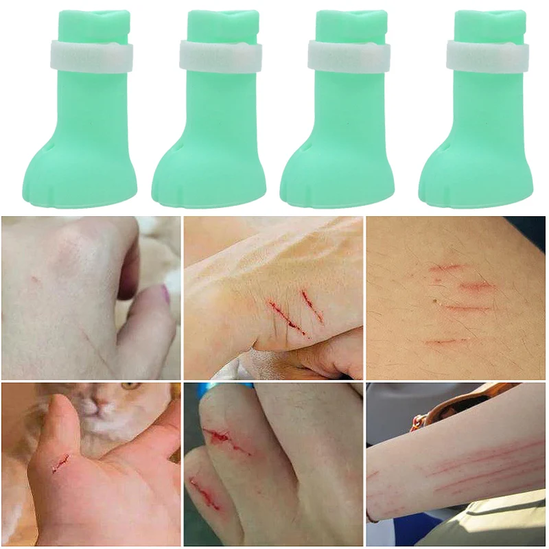 4 шт./лот чехол с кошачьими когтями против укусов мягкие чехлы для мытья кошачьих