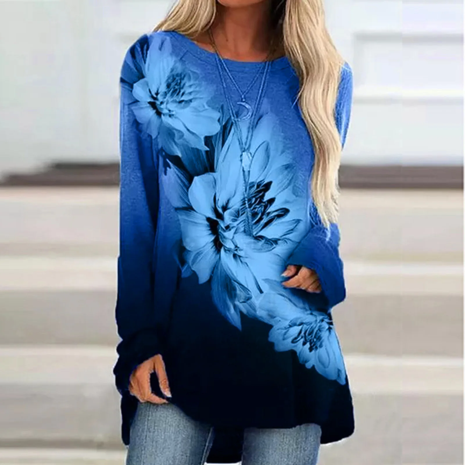 

Autumn Loose Round Neck Long Sleeve Digital Printing Women's Blouse Fashion Casual and Comfortable Women's Clothing