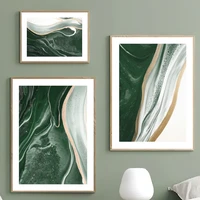 nordic posters and prints watercolor green golden abstract texture modern art canvas painting wall pictures bedroom home decor