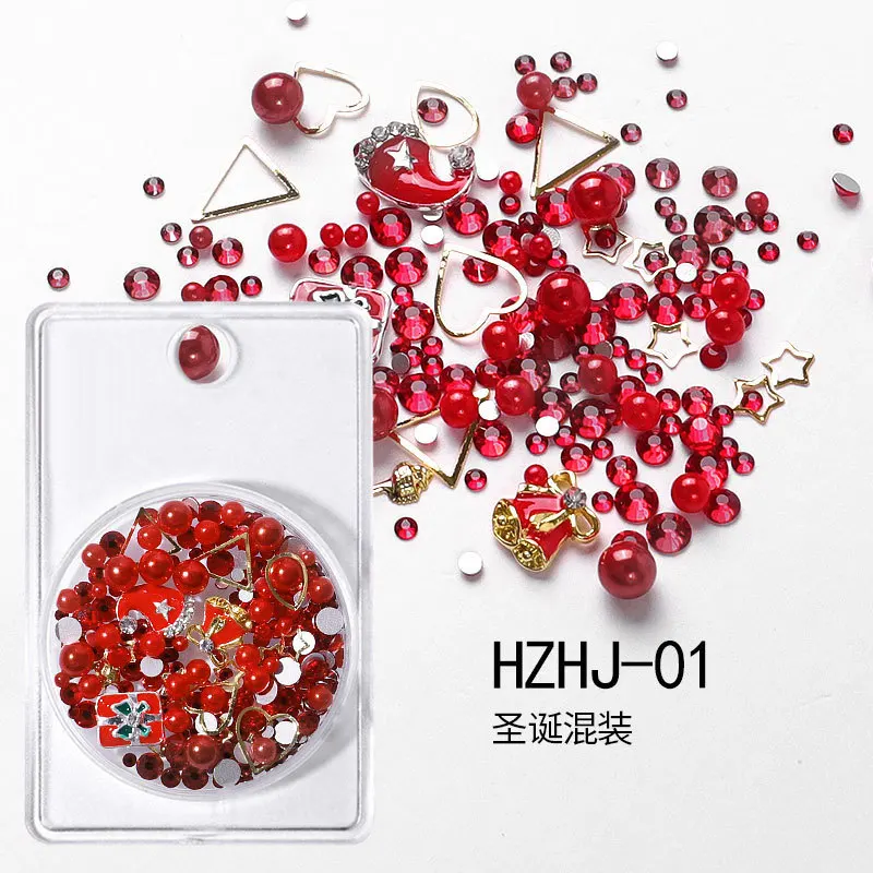 

1 Box New Nail Decoration Accessories Mixed Alloy Christmas Series Snowflake Halloween Mix Set 3D Fashion Nail Art Design