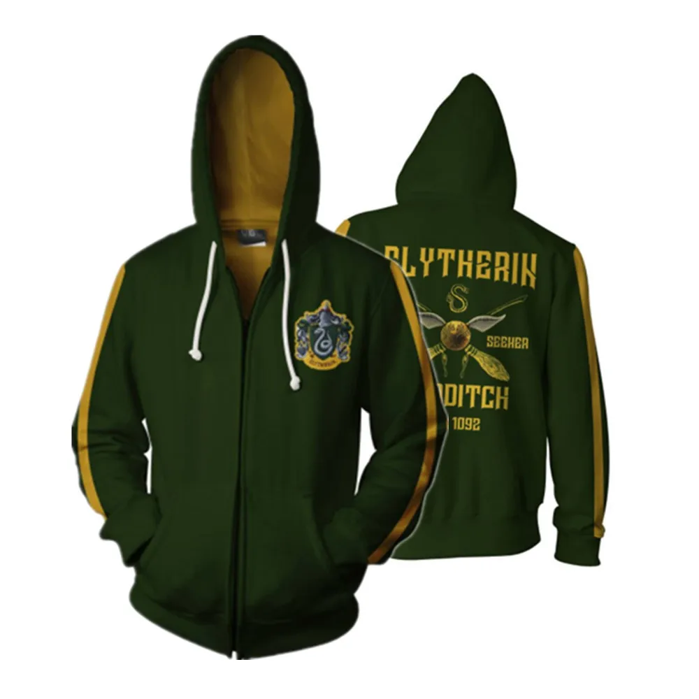Wizardry Gryffindor Slytherin Ravenclaw косплей костюм для мужчин и женщин толстовки пуловер Trackusits Повседневная куртка на молнии