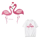 Термоклейкие нашивки для одежды, термоклейкие Стикеры для глажки одежды, розовая нашивка с фламинго, аппликация сделай сам, гибкий плавкий переход