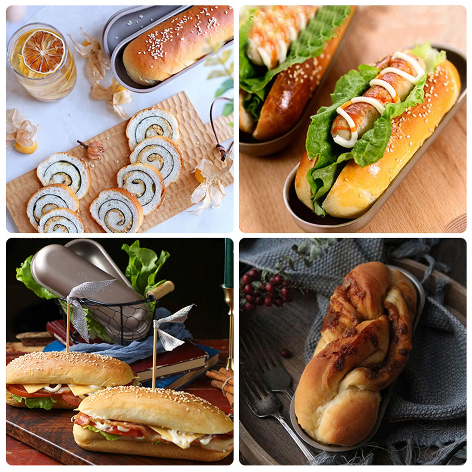 

Hot Dog Mold Carbon Steel DIY Sausage Non-stick Sausage Mould DIY Baking Liners Mat Bread Mould Kitchen Accessories