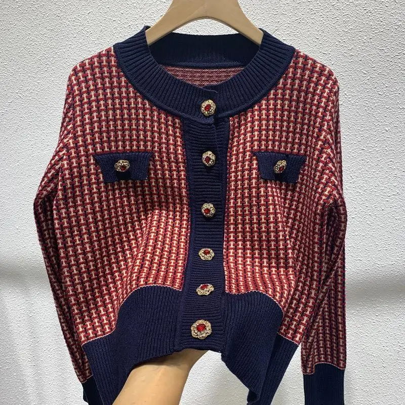 

Knitted New 2022 Women Cardigan Jacket For Autumn And Winter, New Short Loose Fashion Round Neck Single-breasted Sweater