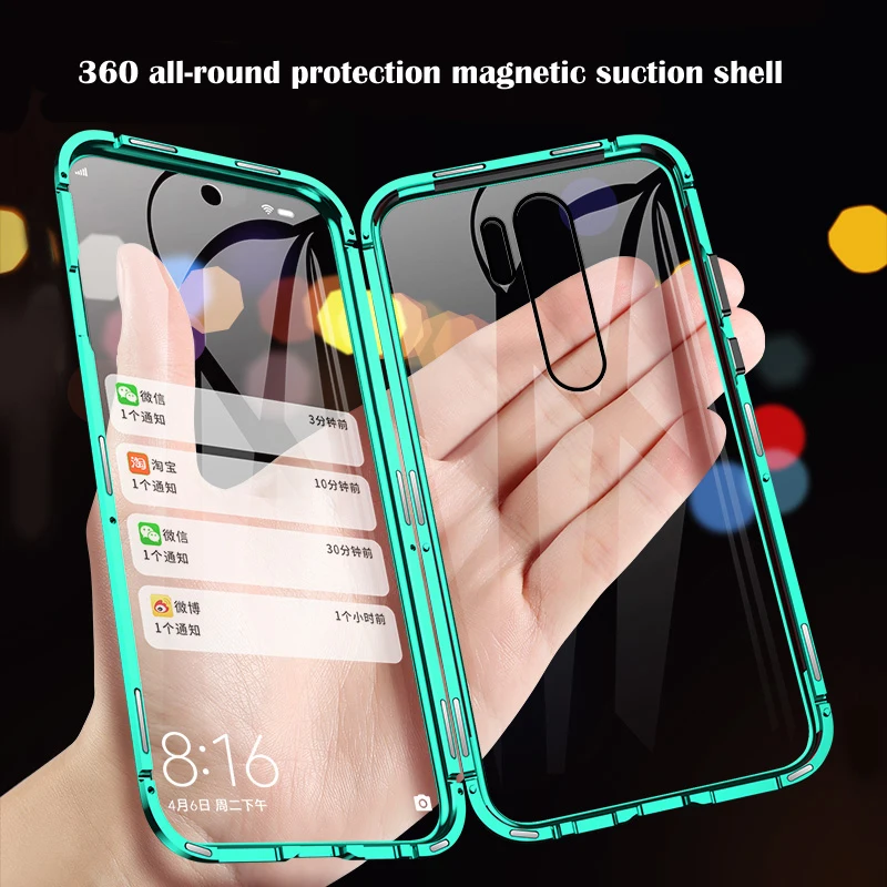 

360 Magnetic Metal Case On OnePlus Nord Case Double Tempered Glass Case For Oneplus 7 7T Pro Full Protective Cover One Plus Nord