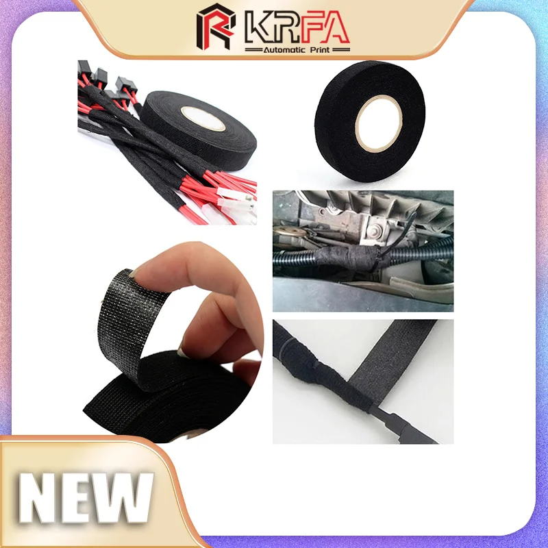 

Black Insulating Fabric Cloth Tape Car Wire Flannel Tape Exhaust Manifold Wrap Tape Wiring Harness Cable Ties Heat-resistant