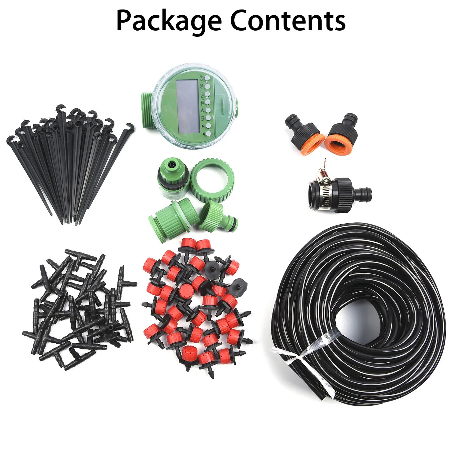 

25m DIY Micro Drip Irrigation System Auto Manual Timer Plant Watering Greenhouse Plants Garden Hose