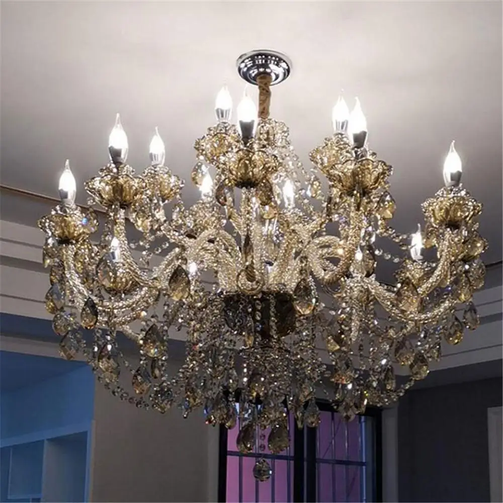 Коньячный дымчатый серый люстра светильник ing светодиодный хрустальные люстры