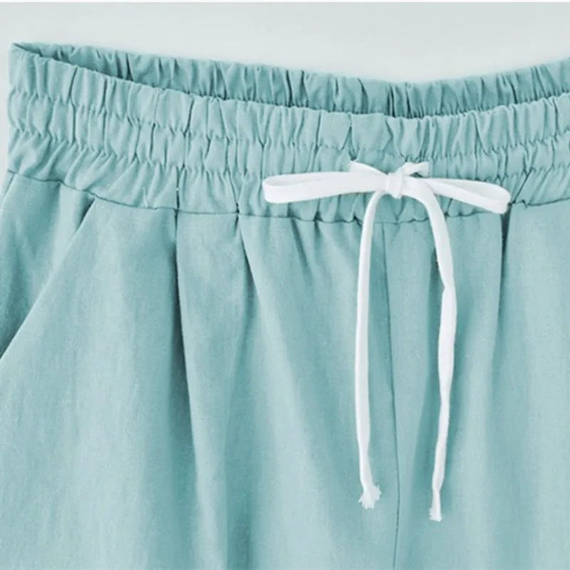 

Oversized Women Summer CottonLinen Shorts Casual Ladies Drawstring Elastic Loose Short Trousers Plus Size 8XL Bermuda Hot
