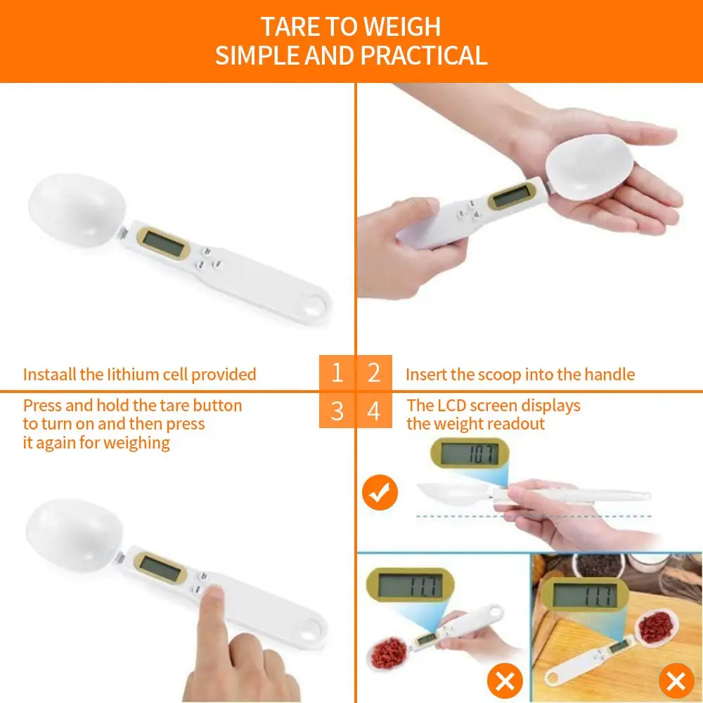 

BEEMAN 500g/0.1g Kitchen Scales Measuring Cup Baking Accessories LCD Display Electronic Digital Spoon Power Free Shipping