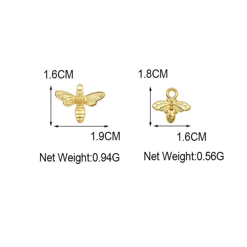 

10Pcs/lot Gold Color Alloy Bee Charms Trendy Metal Honybee Pendant For DIY Jewelry Making Accessories Earring Necklace Handmade