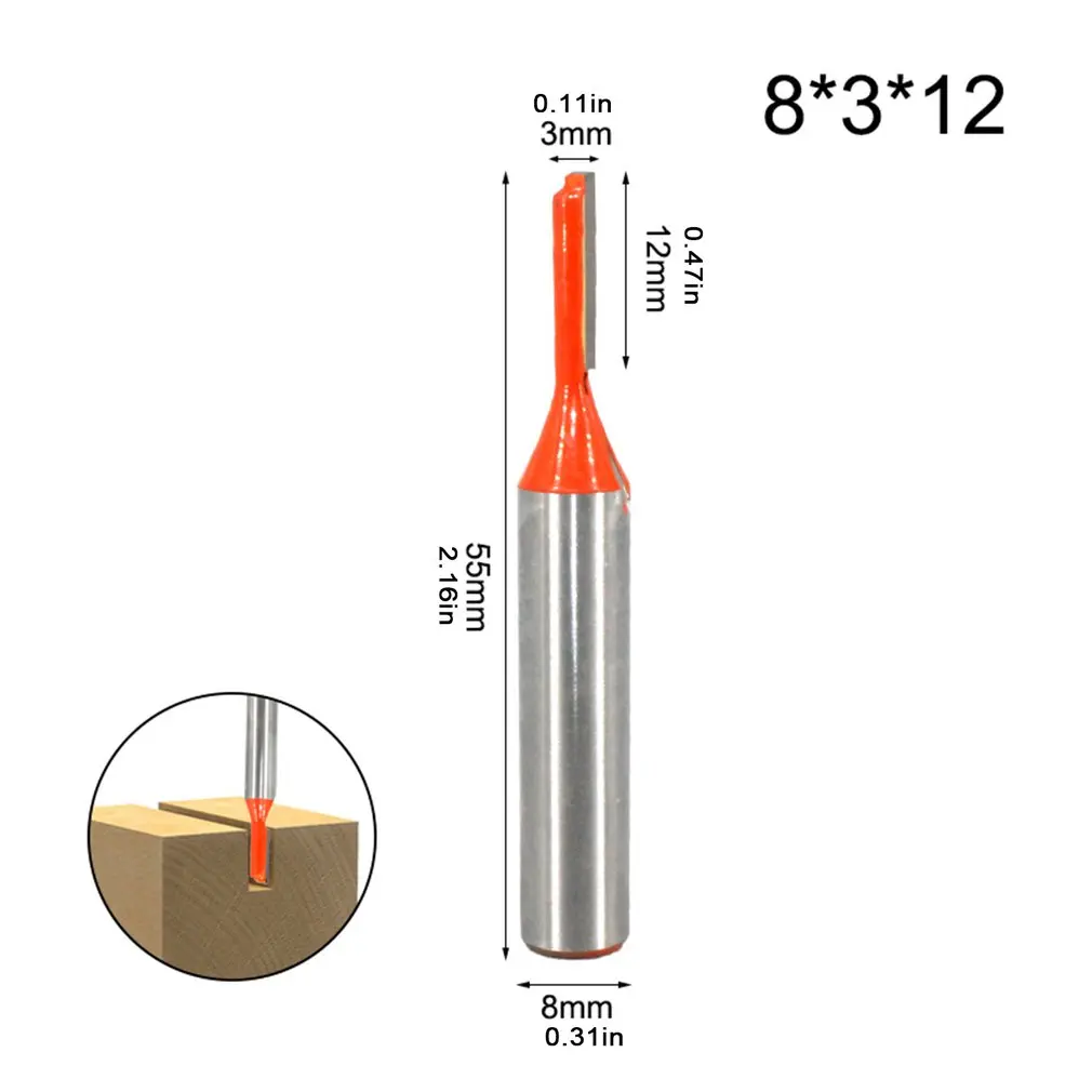 

3pcs/set Shank Straight Router Bit Tungsten Carbide Single Flute Bit Wood Milling Cutter For Woodwork Tool