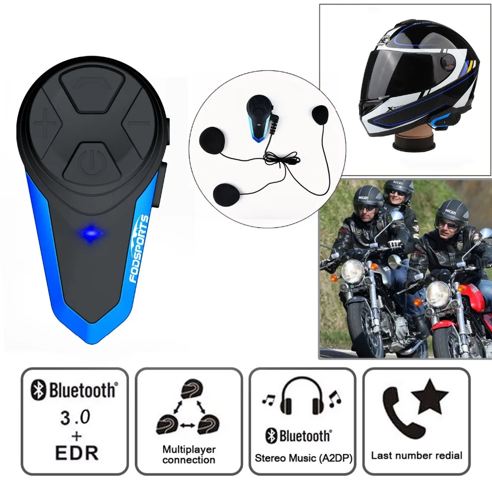 Fodsports BT-S3 мотоциклетный шлем Интерком Мото шлем Bluetooth гарнитура Водонепроницаемый Intercomunicador BT Interphone FM