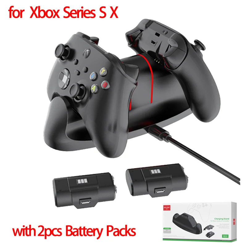 

Fast Charger For XBOX ONE/Xbox Series S X Controller Gamepad Charging Dock + 2pcs Rechargeable Battery Packs For XBOX