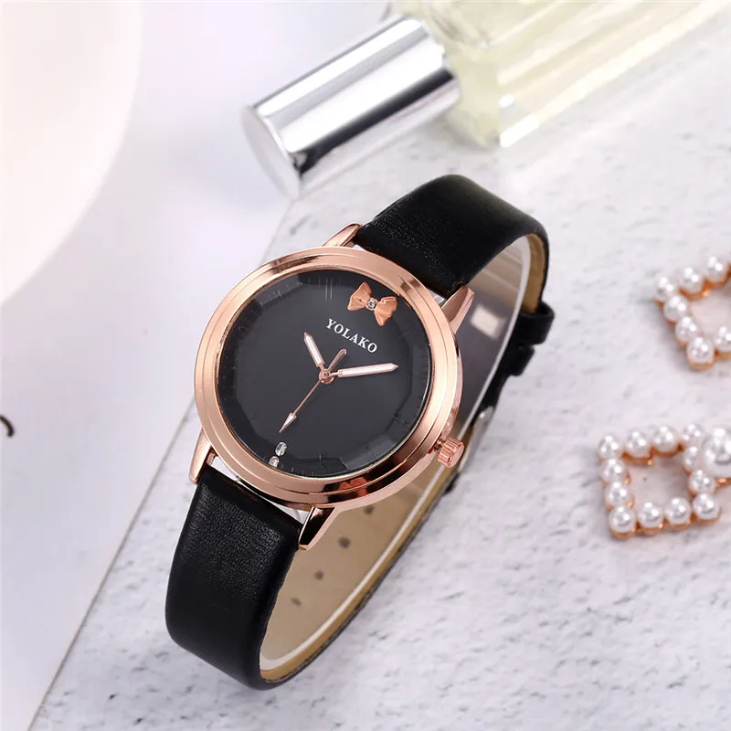 WJ-8667 женские часы с бриллиантами повседневные кварцевые наручные кожаным