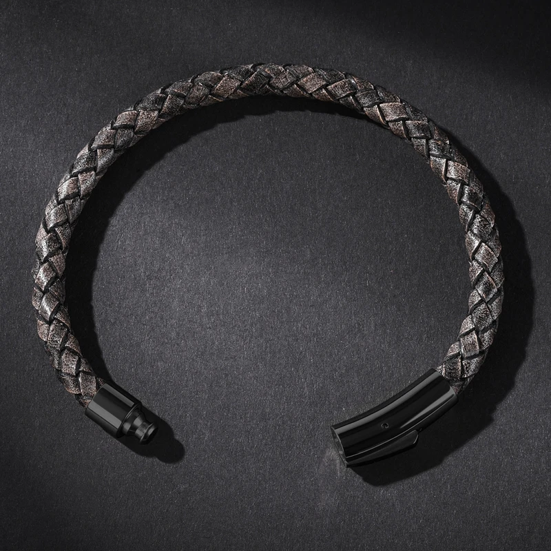 MOZO модные горячие мужские браслеты с подвесками из серой натуральной кожи