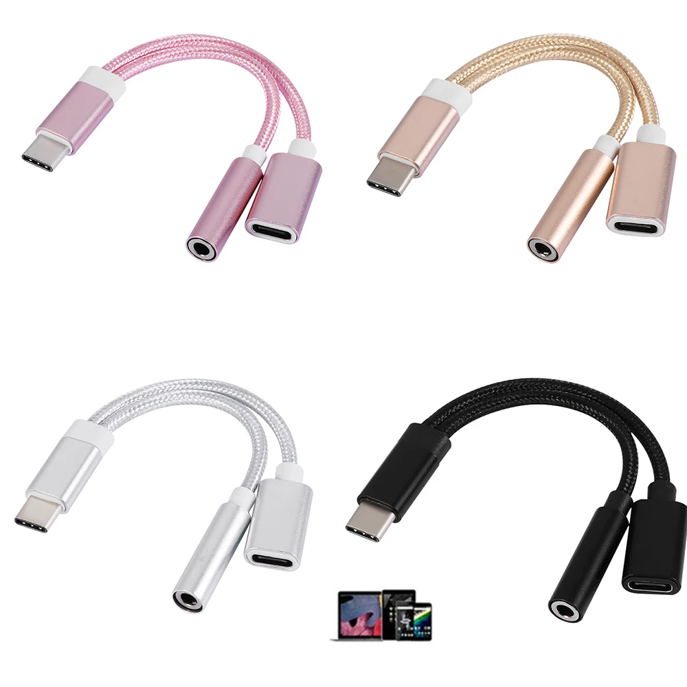 Новый горячий музыкальный аудио сплиттер под наушники конвертер 2в1 USB C Тип до 3 5