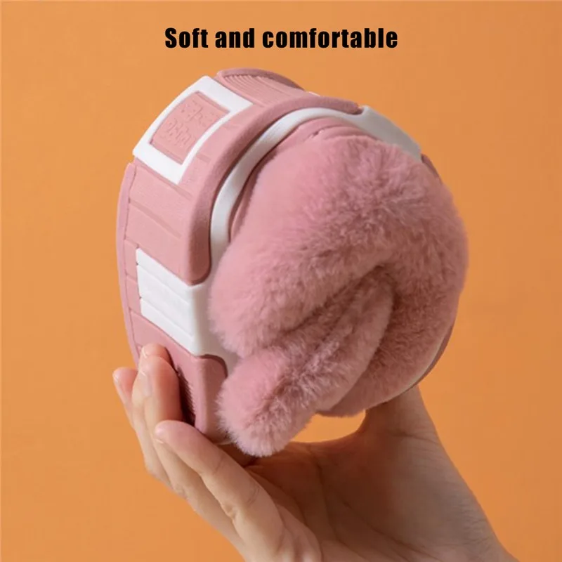 

Women Furry Home Slippers Cartoon Rabbit Cute Slippers Lovely Slip On Thick Soled Winter Warm House Shoes Baby Indoor Fur Slides
