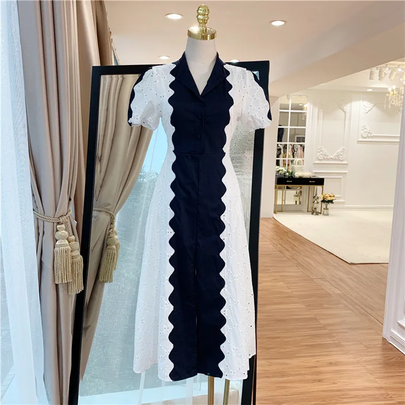 Летнее платье Новое поступление мода 2019 женское рубашка с короткими рукавами и