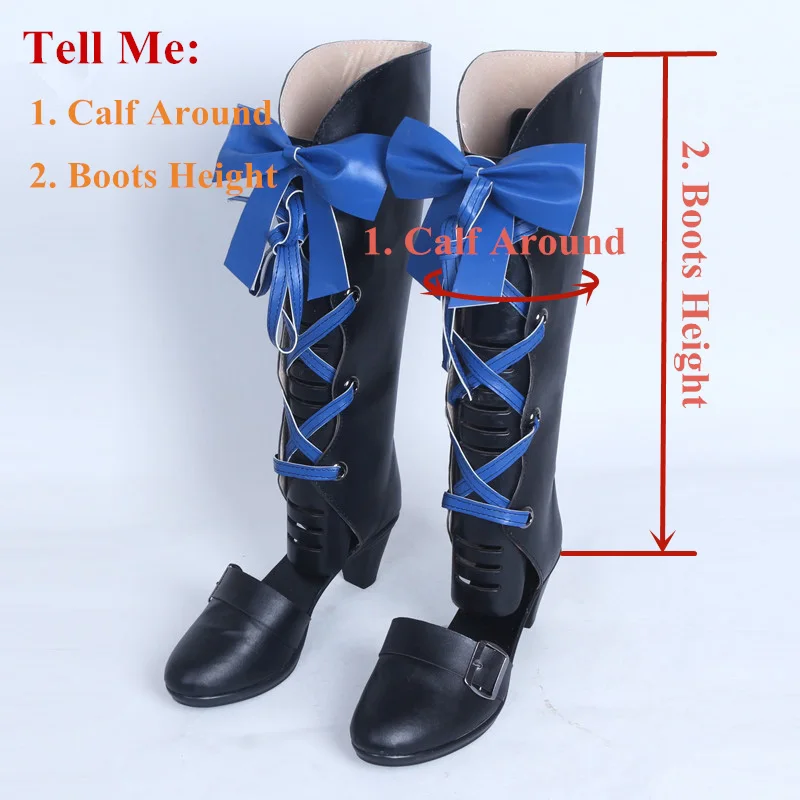 Boots Новинка; ботинки для костюмированной вечеринки «Черный Дворецкий Kuroshitsuji Ciel Phantomhive»; цвет синий; обувь для костюмированной вечеринки в стиле аниме с бантом для женщин и мужчин; Размеры 35-43 - Цвет: Boots