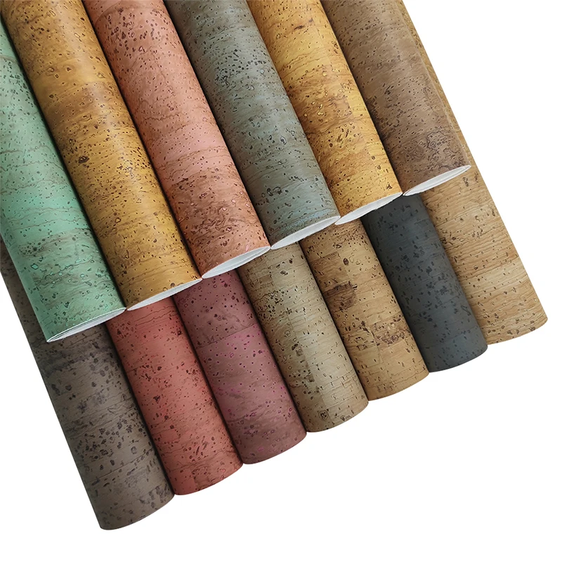 

XHT-411158 Smooth Cork Printed Leather Portugal Leather Wood Grain Velvet Backing for Making Yoga Mat Wallpaper Notebook Cover