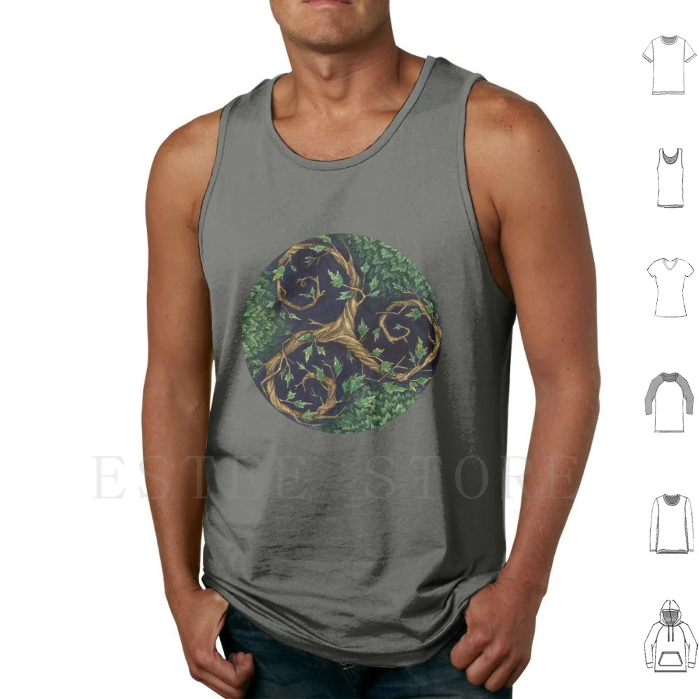 

Forest Triskel Watercolor Tank Tops Vest Sleeveless Triskel Symbol Triskelion Triqueta Forest Woodland Druid Triskele