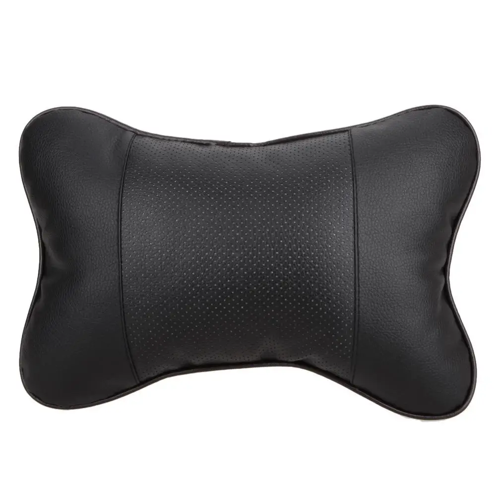 Black 1 шт. Автомобильная подушка кожаный шейный подголовник супер мягкая Memory Foam Авто сиденья, подушка для отдыха головы и шеи, подушка отверстие-землеройная машина подголовник - Название цвета: Black