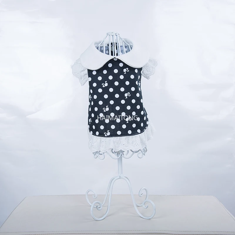 

New Puppy Dress Cute Doll Collar Cat Princess Dress Teddy Schnauzer Pet Dress Black Polka Dot XL