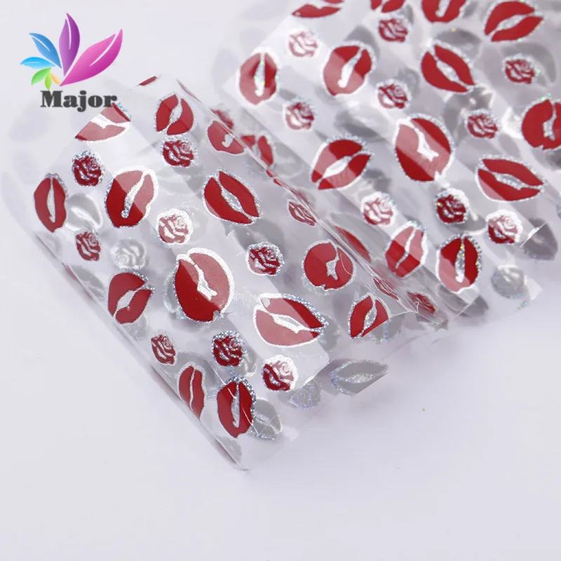 1 рулон печати для губ Фольга ногтей слайдер переноса обертывания наклейка