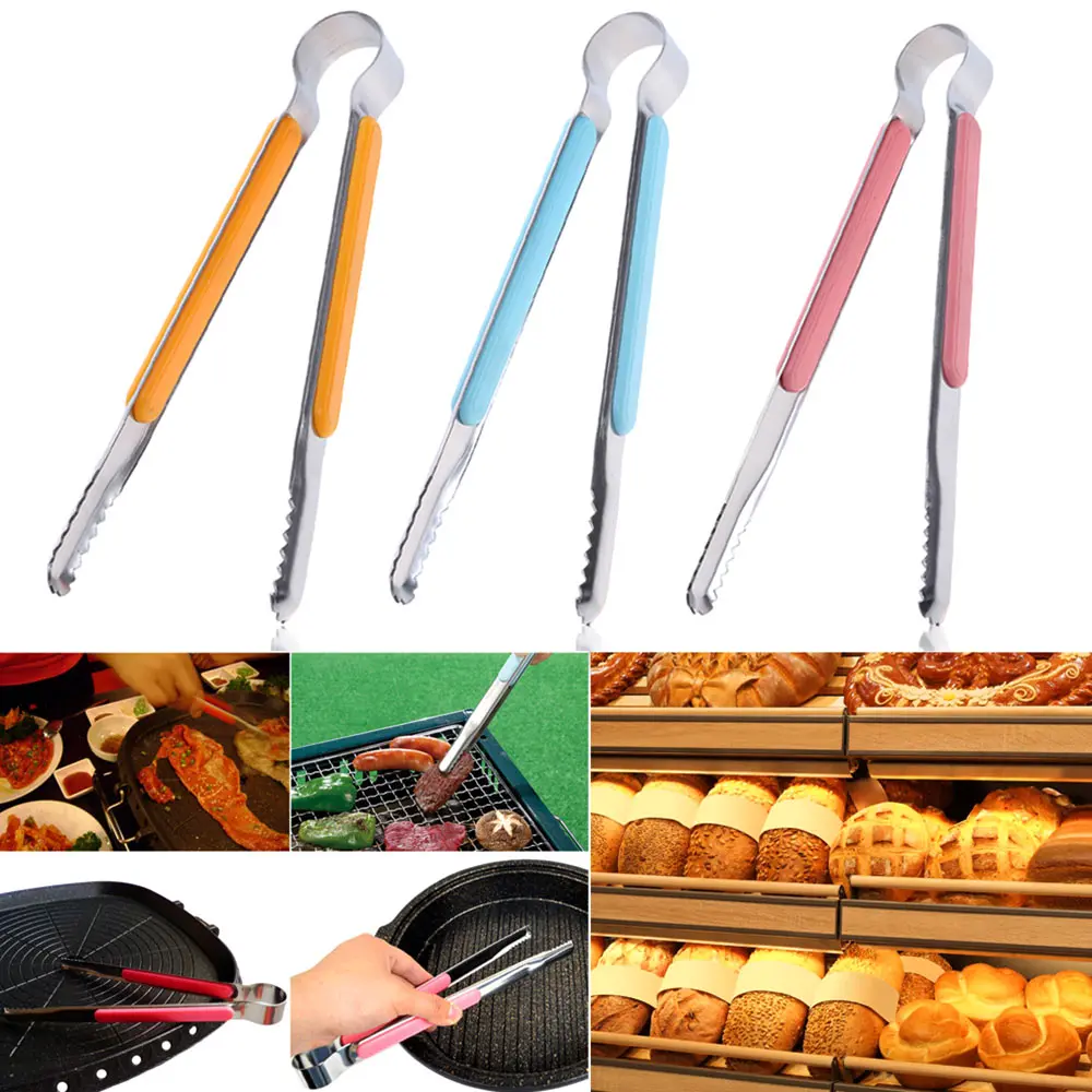 

New Food Tong Stainless Steel BBQ Tongs Salad Bread Clamp Cooking Kitchen Barbecue Tools Accessories Wholesale
