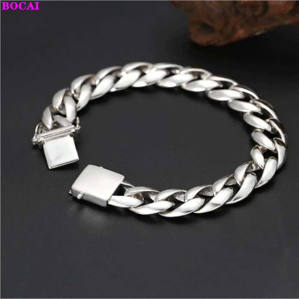 BOCAI 100% S925 стерлингового серебра браслеты для мужчин модная мужская властная