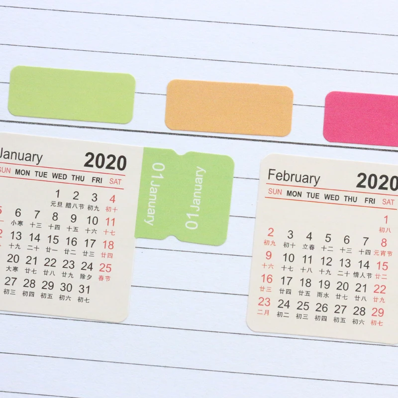 Domikee симпатичный 2019 2020 год календарь ежемесячный указатель этикетка флаг