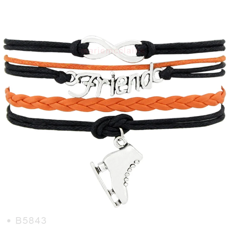 B5843 Высокое качество Live Your Dream Infinity Love to Skate Фигурное катание обувь дружба подарки браслеты для женщин - Окраска металла: B5843