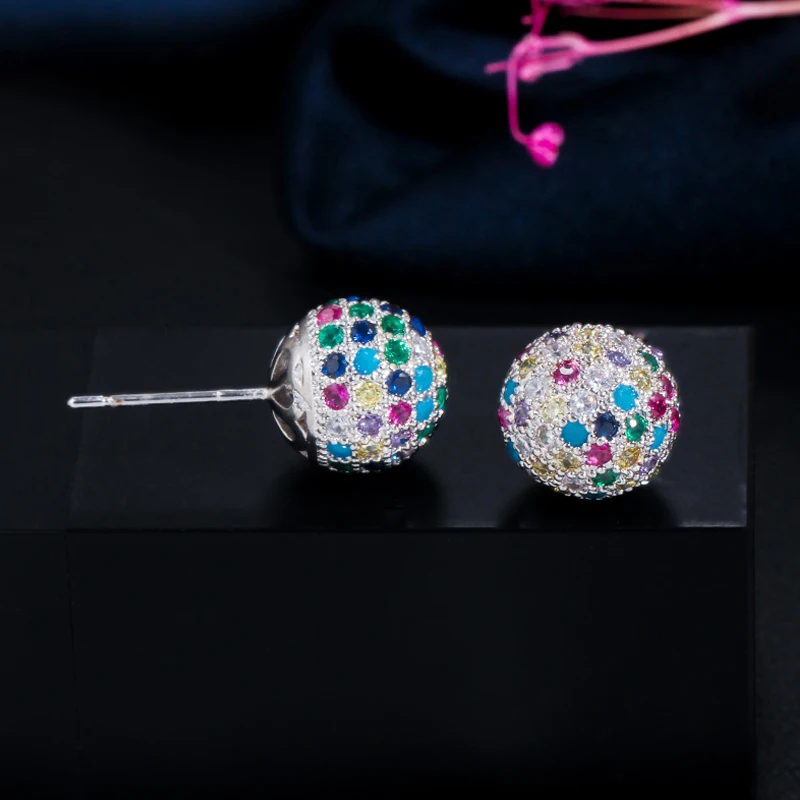 BeaQueen изящные разноцветные Серьги-гвоздики с кубическим цирконием и кристаллом