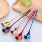 Ложка для мороженого из нержавеющей стали, столовая посуда с длинной ручкой, десерт, чай, кофе, золото, серебро, 1 шт.