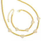 Цепочка Женская FLOLA, с золотыми панцирными звеньями, с кубическим цирконием, в форме сердца, ожерелье-чокер с подвесками в дизайне Павлиньего хвоста, nkeu29