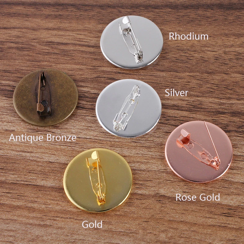 

10pcs 20mm 25mm Round Pin Settings Brass Blank Pin Brooch Settings Cabochon Base Tray Bezel Cabochons Cameo DIY Jewelry Finding